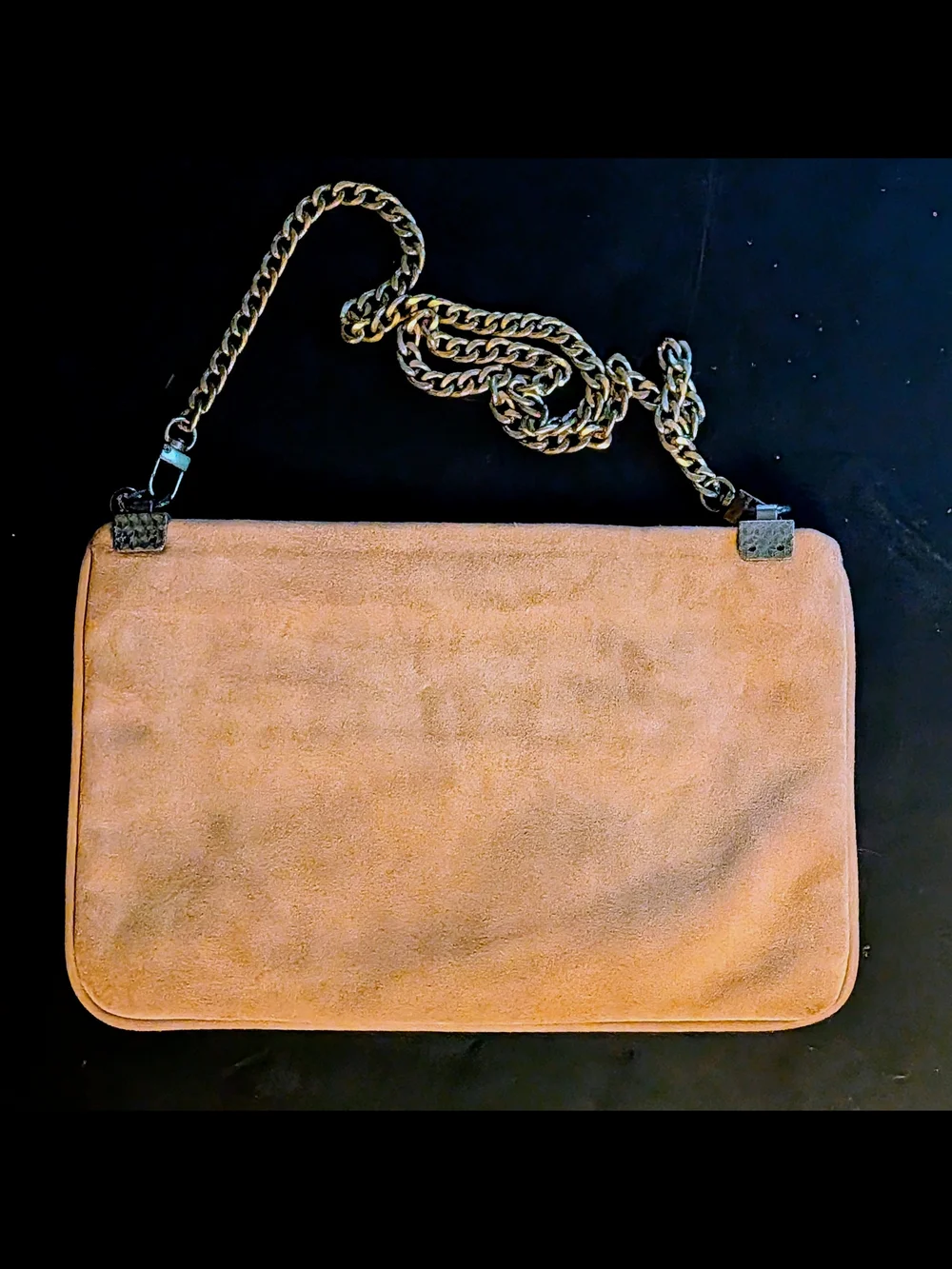Vintage Y2K Massimo Dutti Dual Style Lizard Gold Leather & Suede Shoulder Clutch